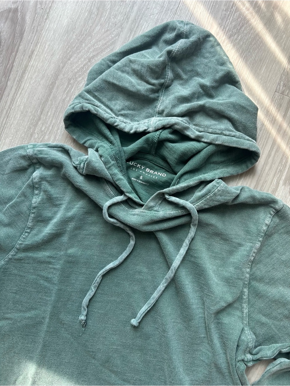 Lucky Brand | Weekend Slub Jersey Hoodie in Washed out Green (Small) - Picture 10 of 13